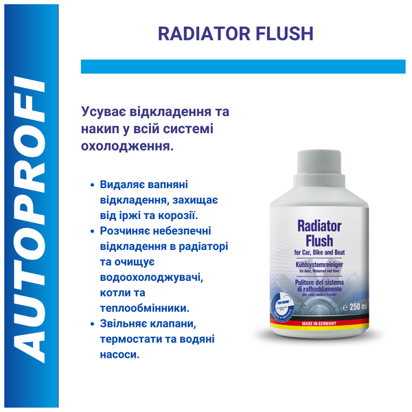 Очищувач для промивання системи охолодження Autoprofi Radiator Flush 250 мл, промивання радіатора охолодження 43227 фото