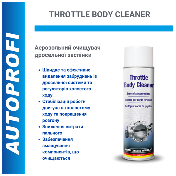 Аерозольний очищувач дросельної заслінки Autoprofi, Throttle Body Cleaner 500 мл 43204 фото