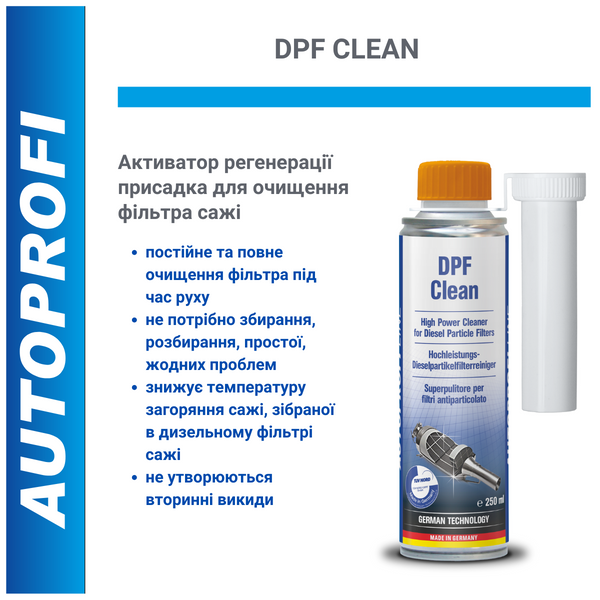 Активатор регенерації присадка для очищення фільтра сажі Autoprofi, DPF Clean 250 мл 43241 фото